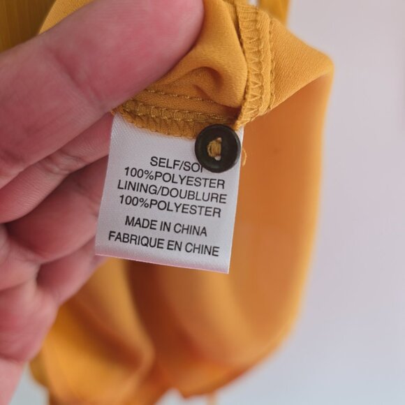 WAYF Long Sleeve Mustard Romper ruffle hem open back‎ size XS - Picture 5 of 11